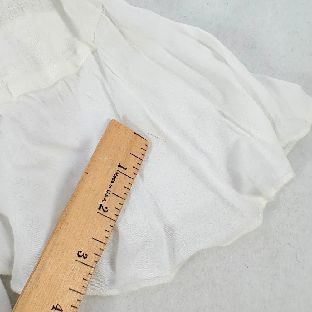 Italian Linen Ruffle Cardigan Women's M/L White Peplum Bell Sleeve Pirate Resort